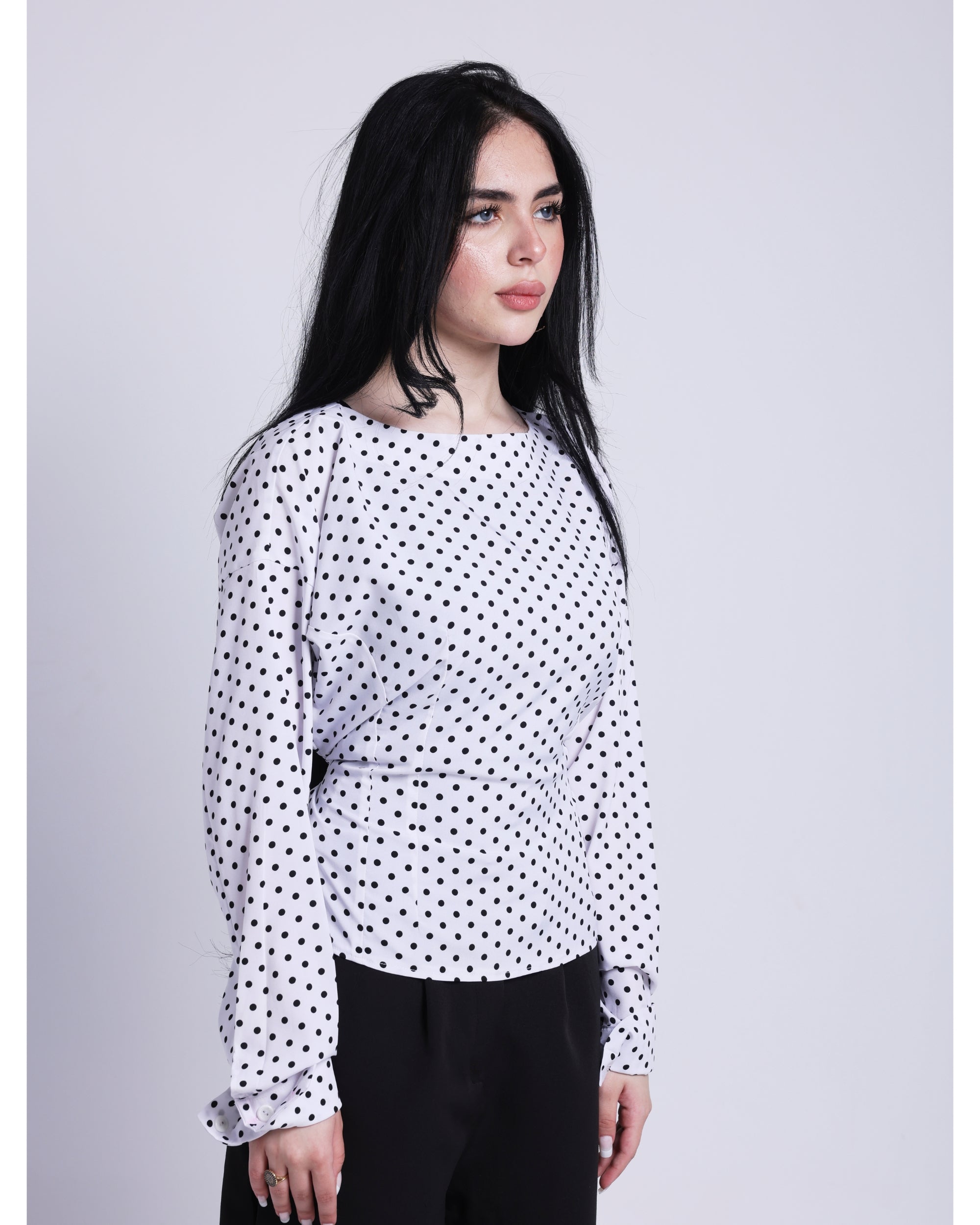 polka dots blouse in white