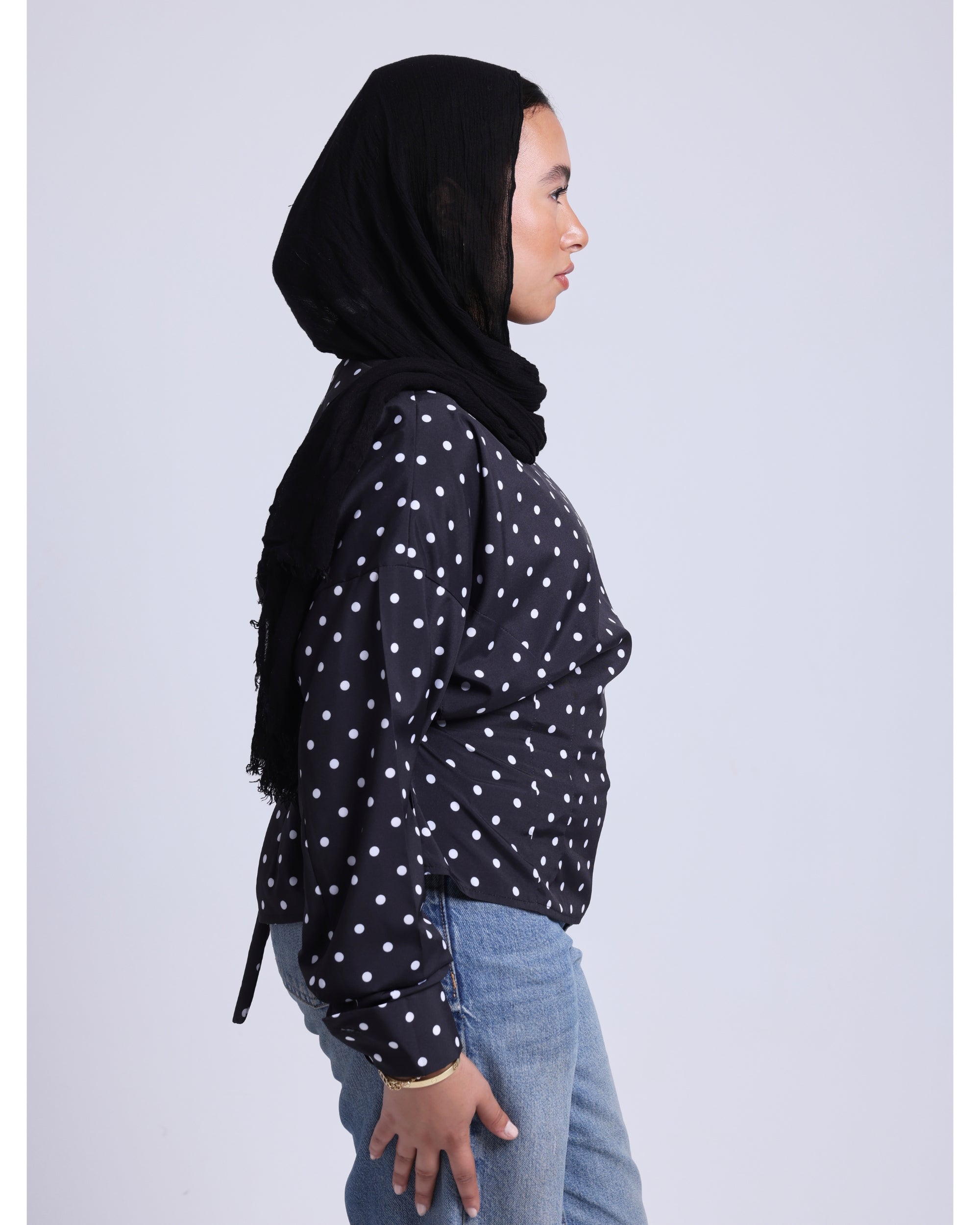 polka dots blouse in balck