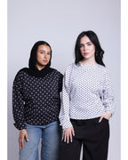 polka dots blouse in white