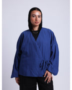 wrapped blouse in blue