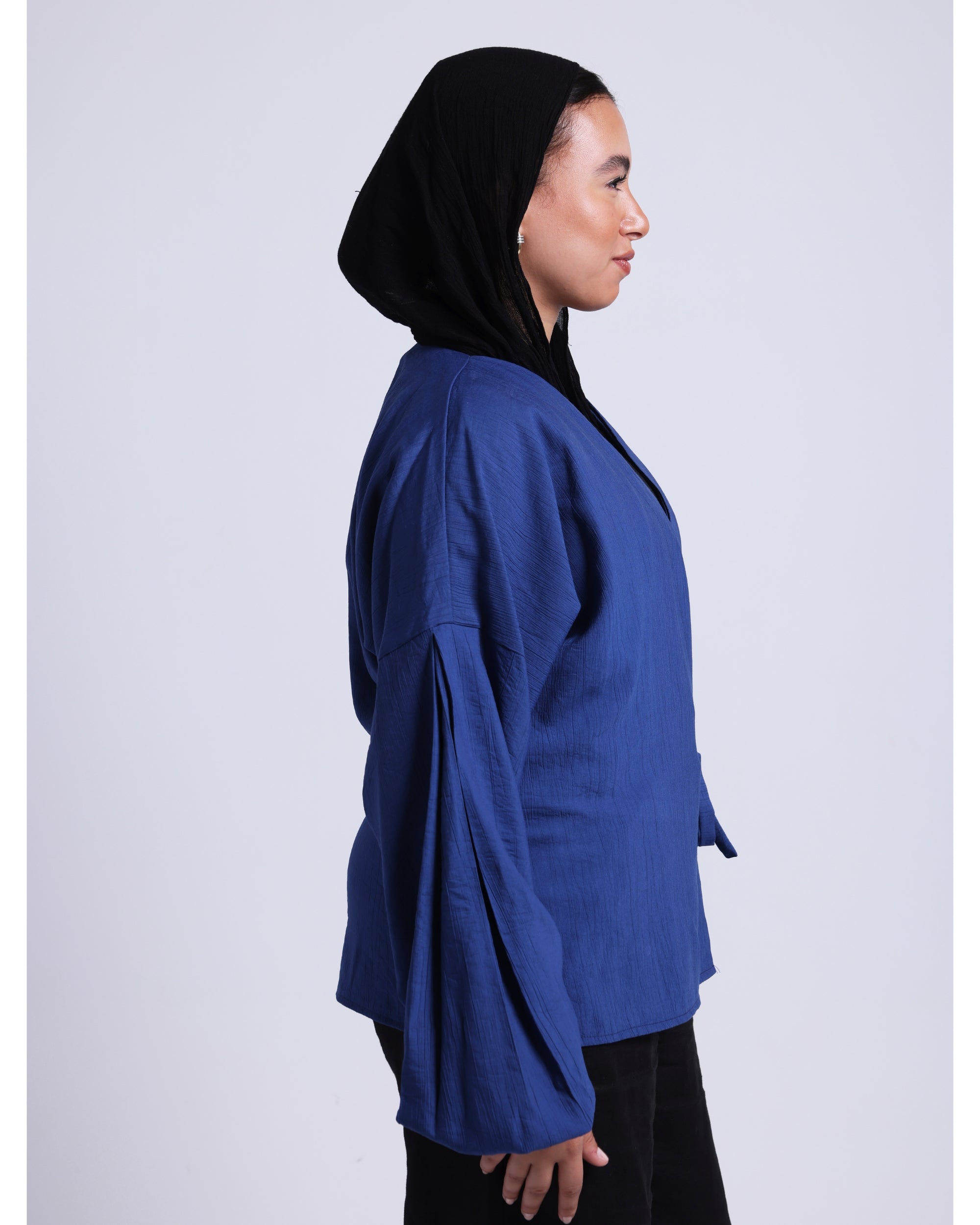 wrapped blouse in blue