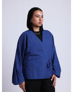 wrapped blouse in blue