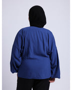 wrapped blouse in blue