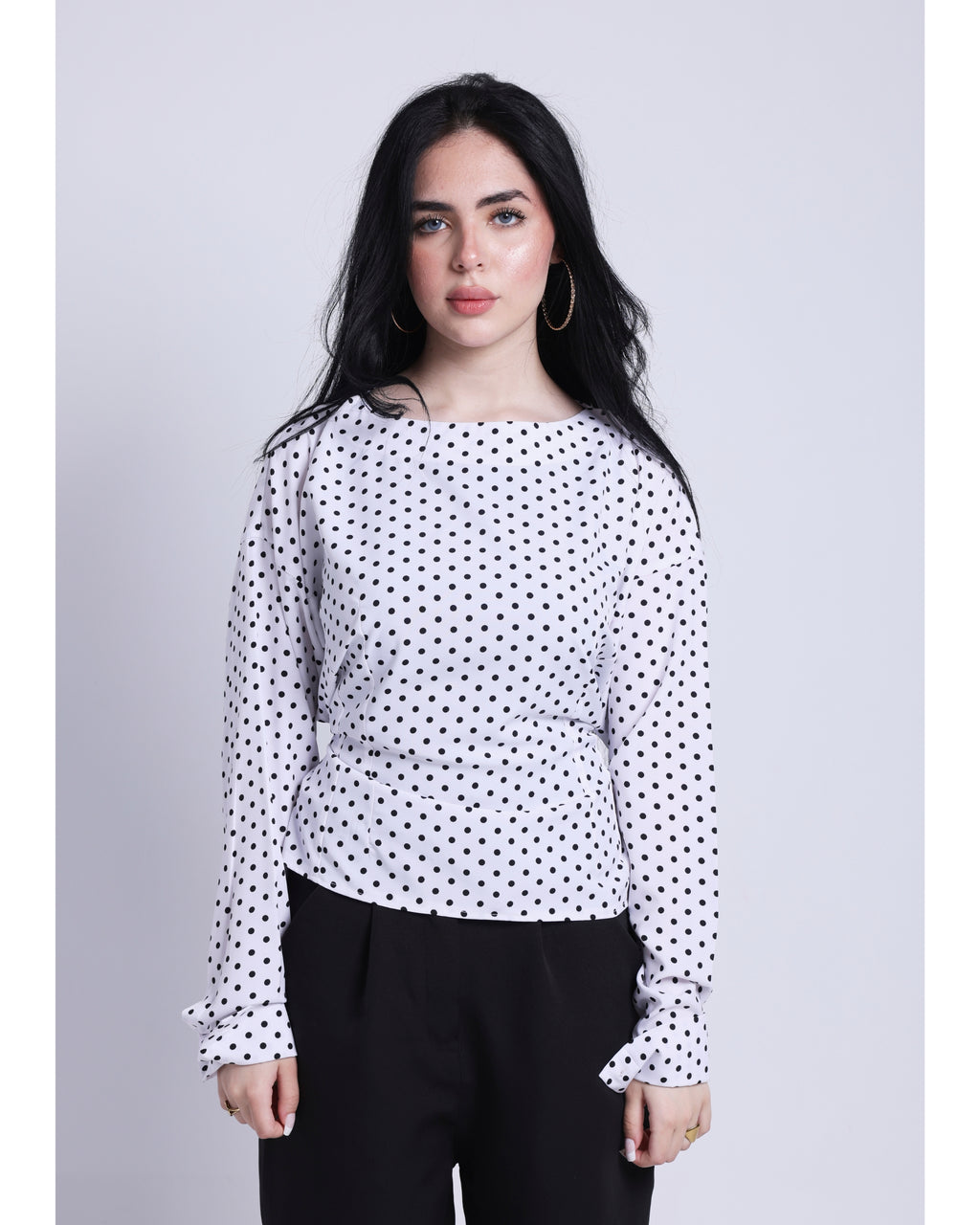 polka dots blouse in white