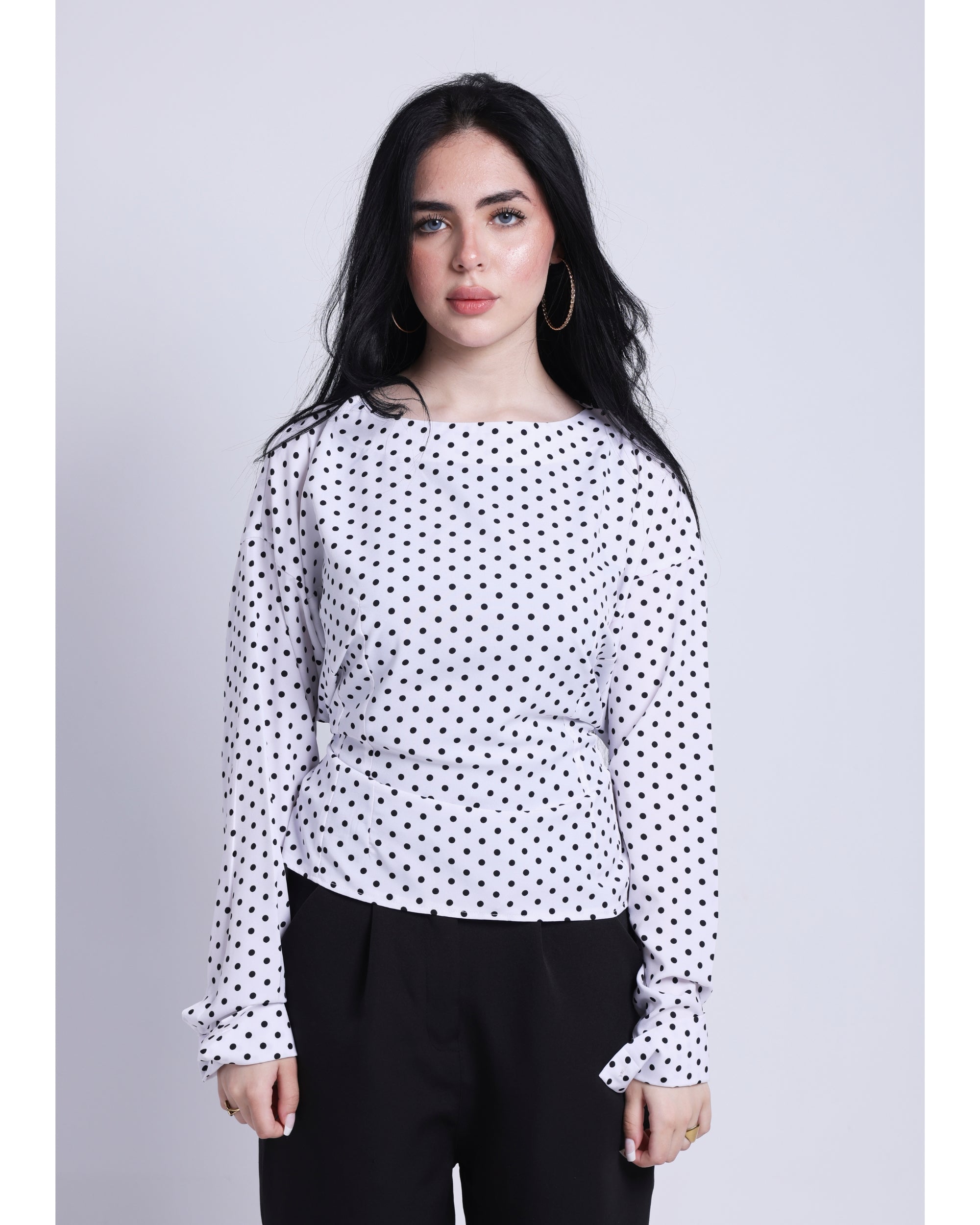 polka dots blouse in white