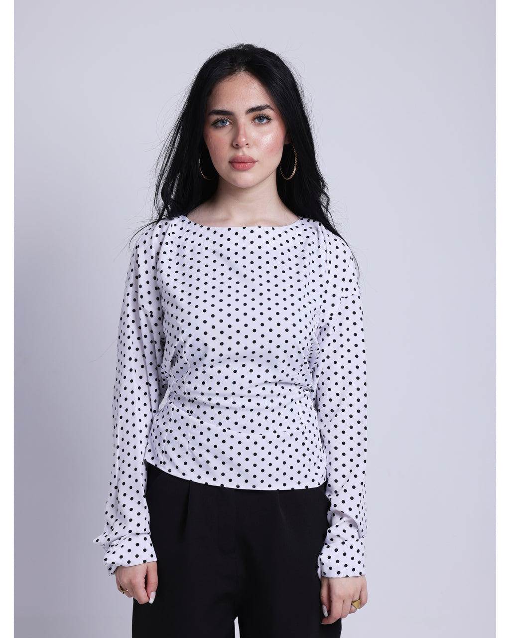 polka dots blouse in white