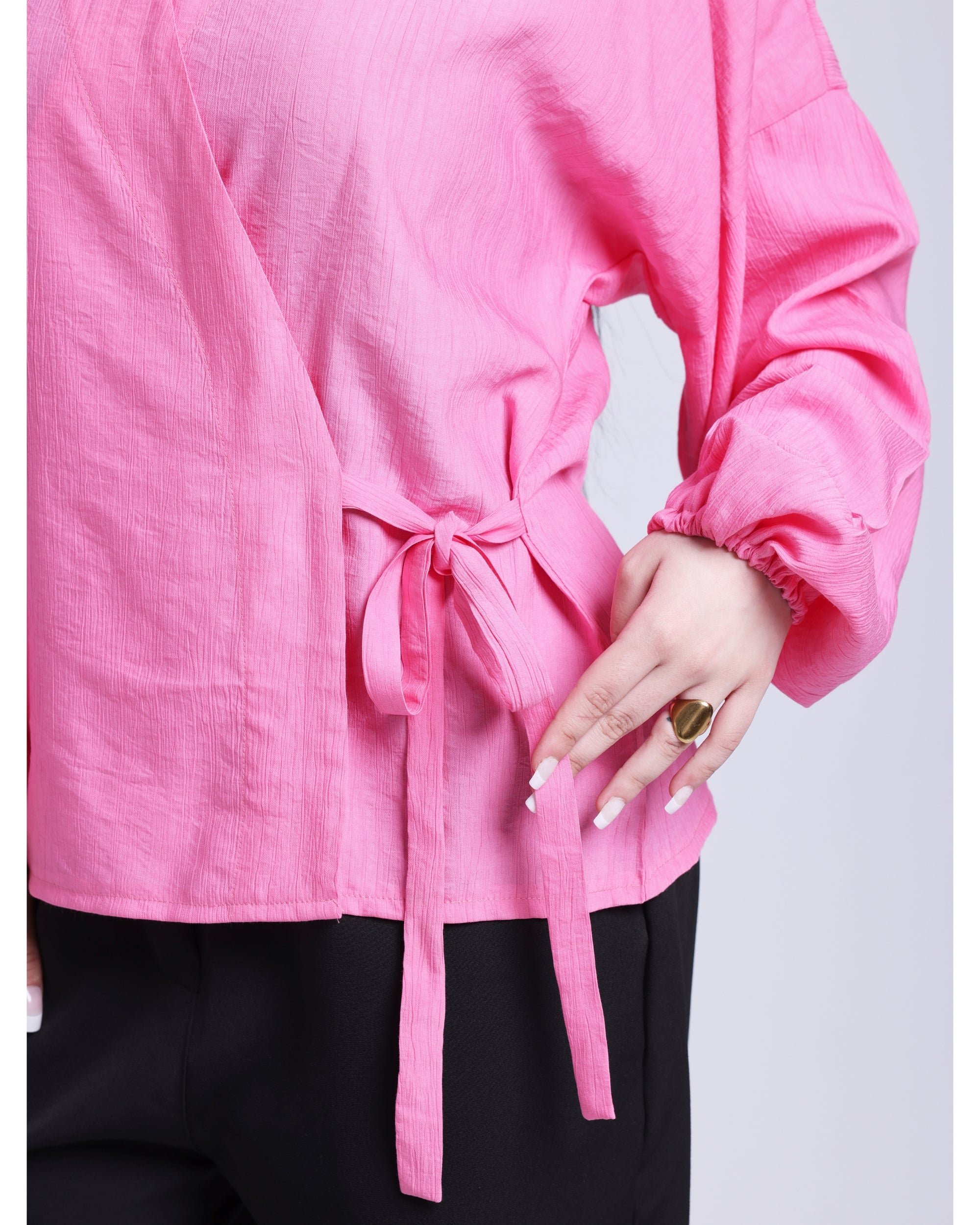 wrapped blouse in pink