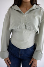 The Contour Button Up In Olive Stripes