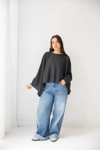 The Iconic Knit Cape in bluish grey