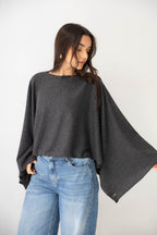 The Iconic Knit Cape in bluish grey