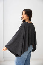 The Iconic Knit Cape in bluish grey