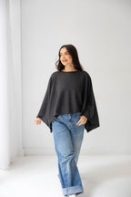 The Iconic Knit Cape in bluish grey