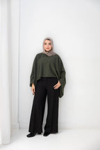 The Iconic Knit Cape in olive