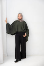 The Iconic Knit Cape in olive