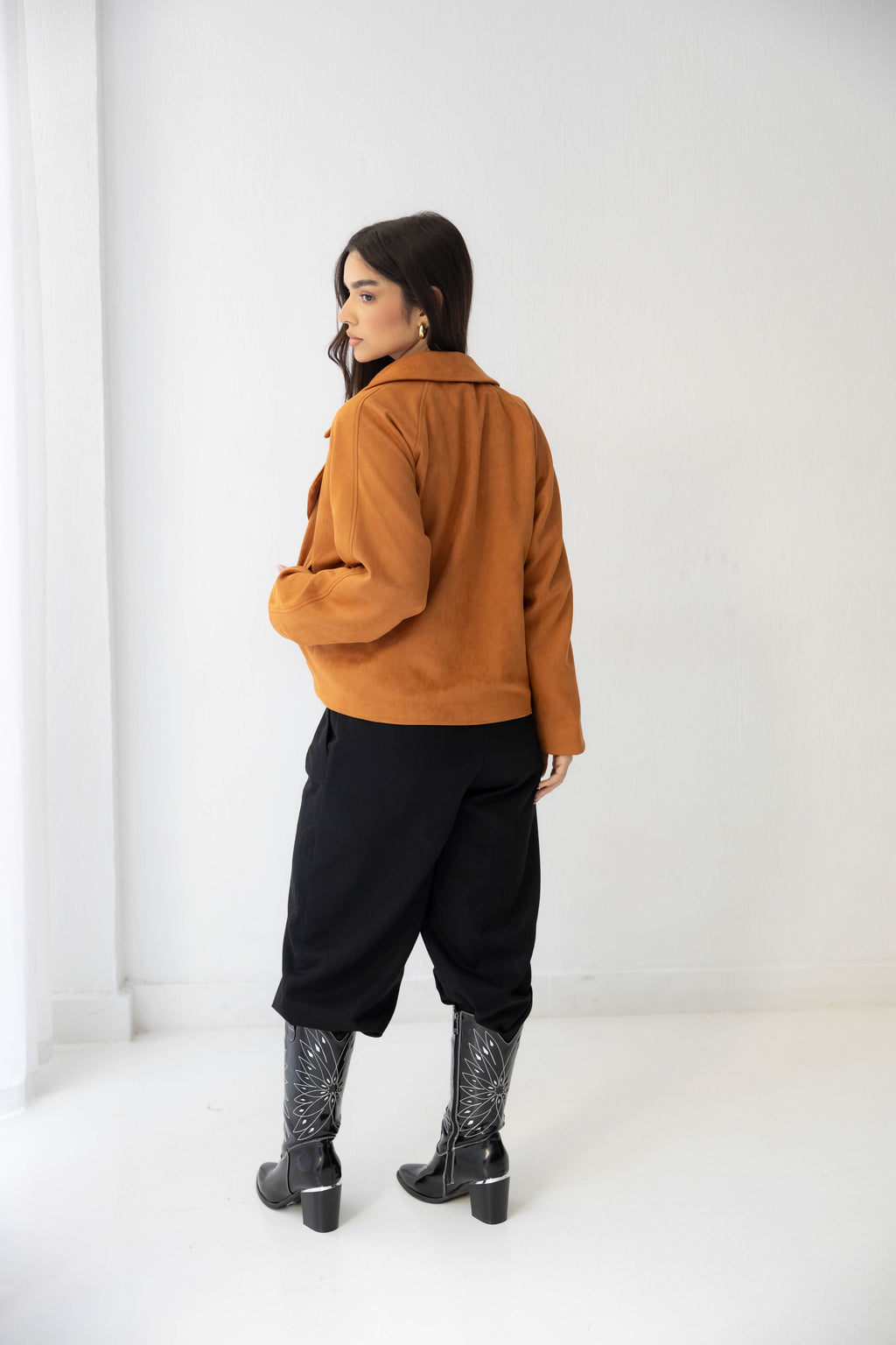 camel Suede Drape Jacket