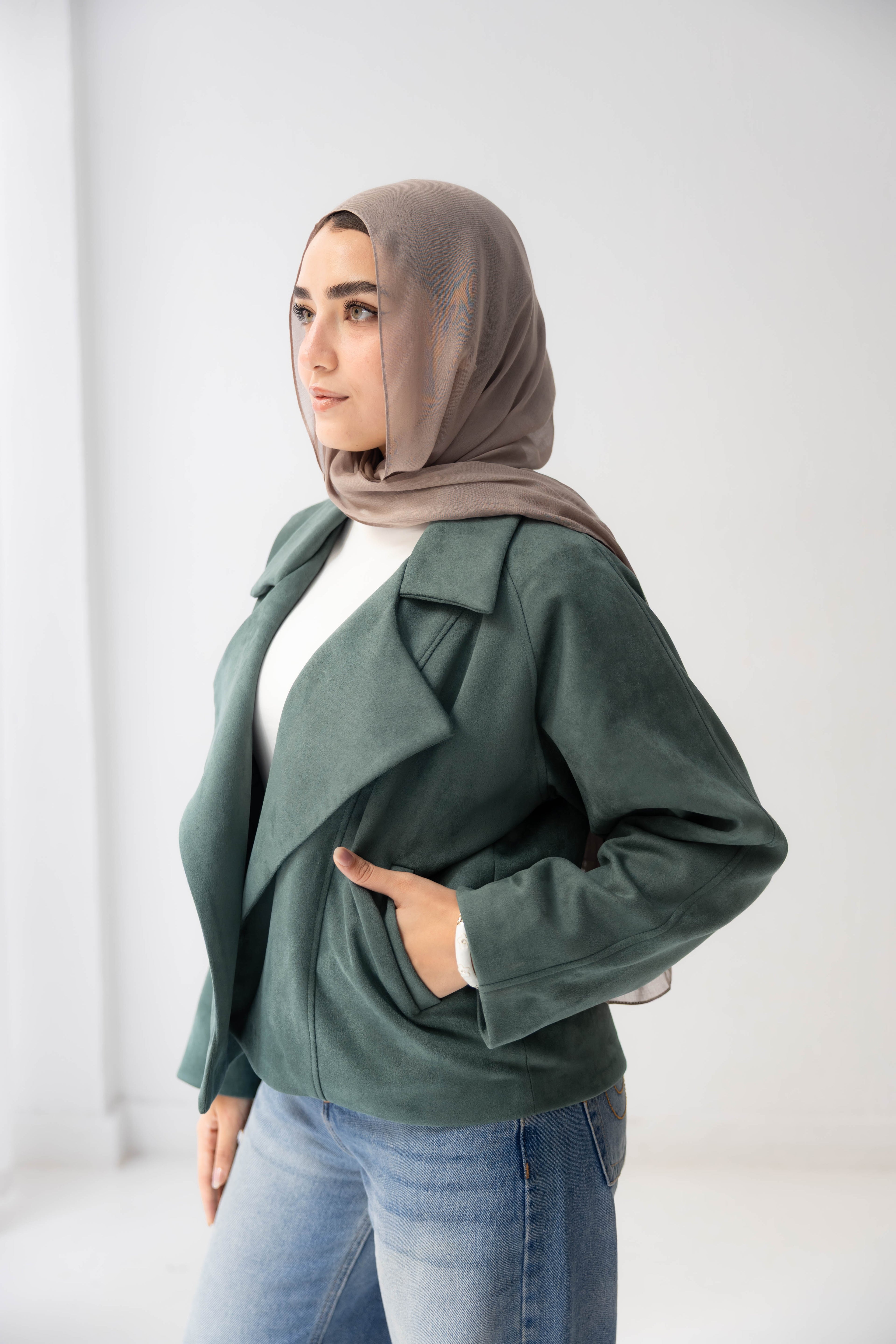 mint green suede jacket