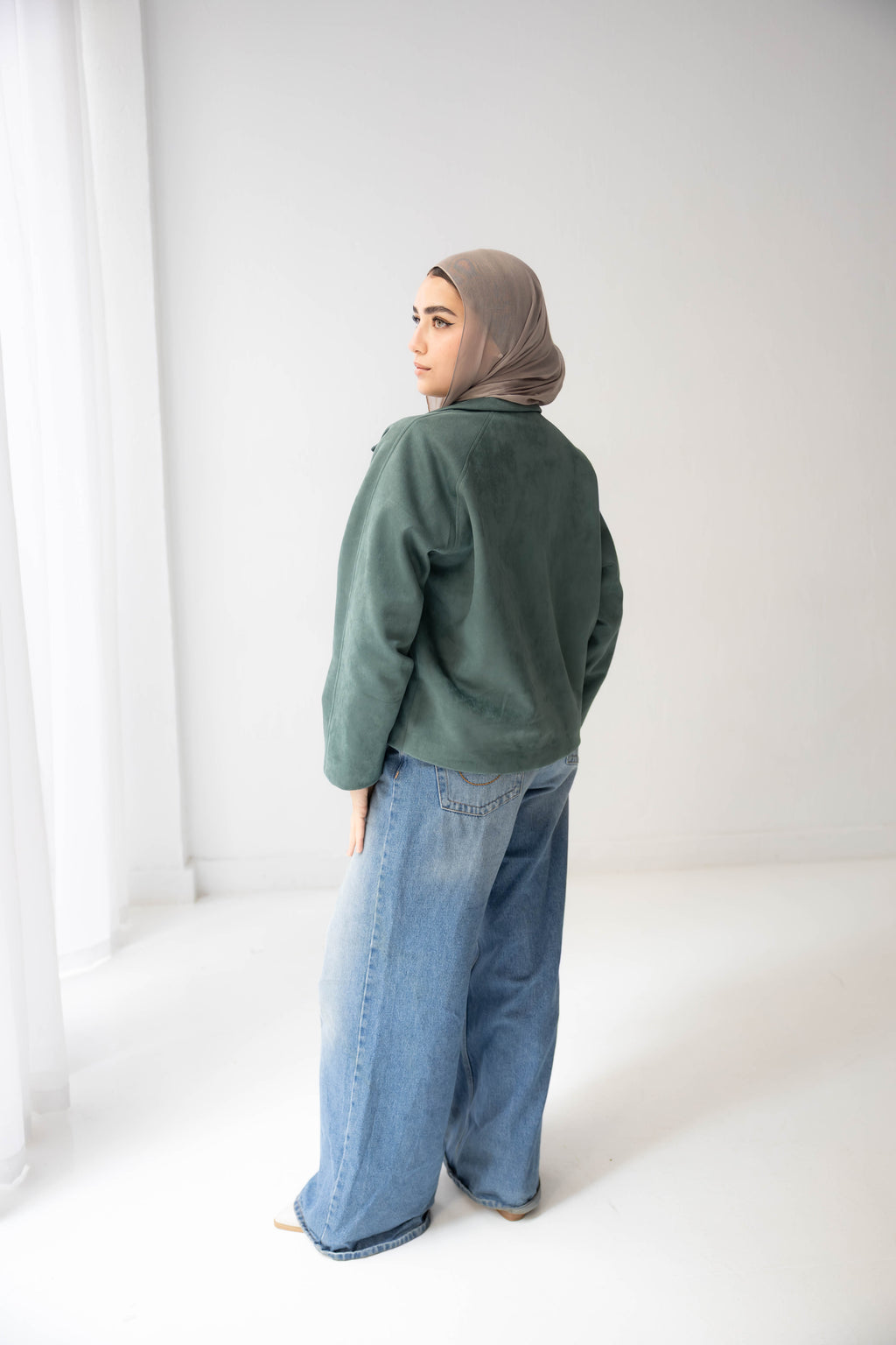 mint green suede jacket