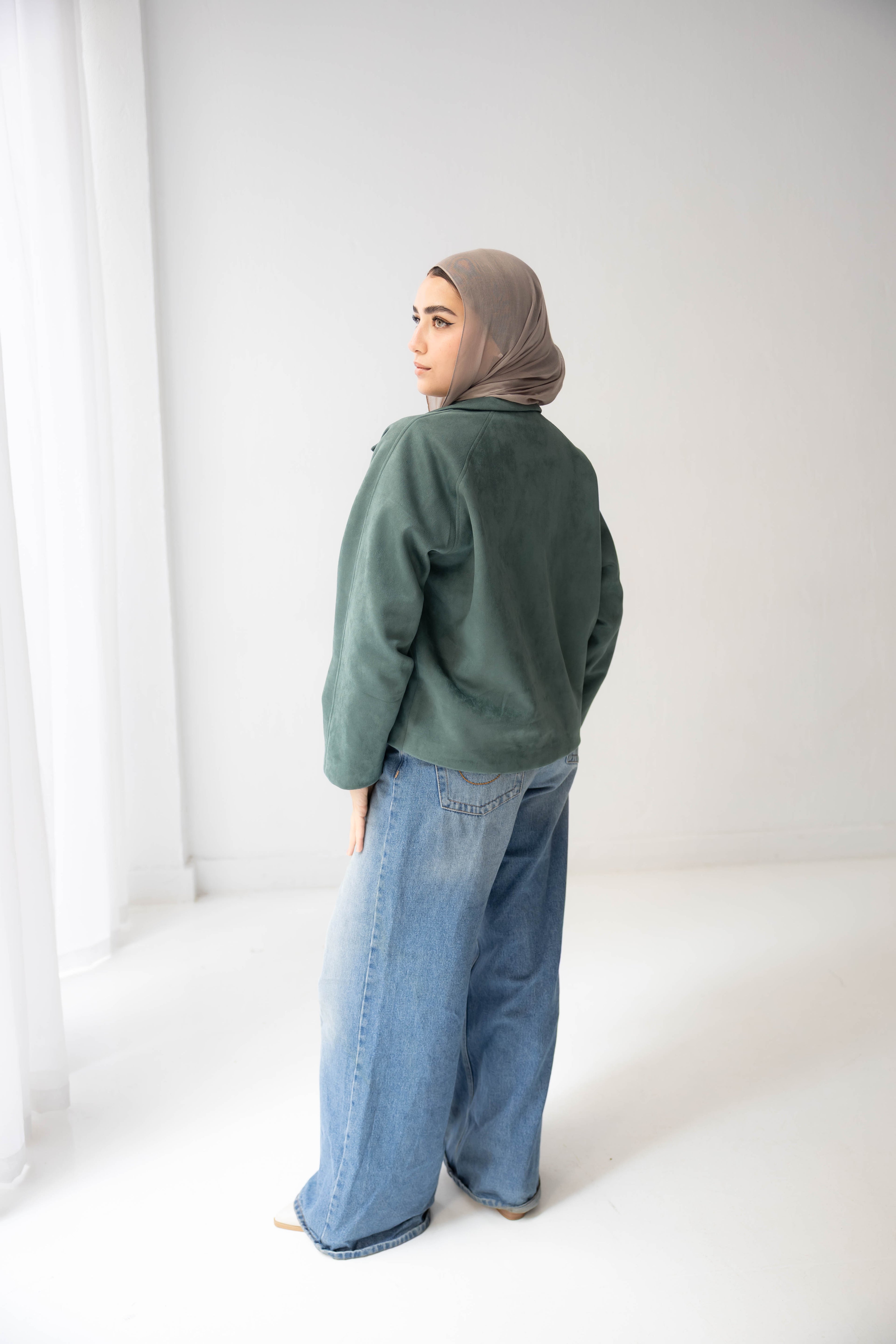 mint green suede jacket