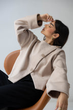 Nova Asymmetric Short Coat in beige