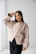 Nova Asymmetric Short Coat in beige