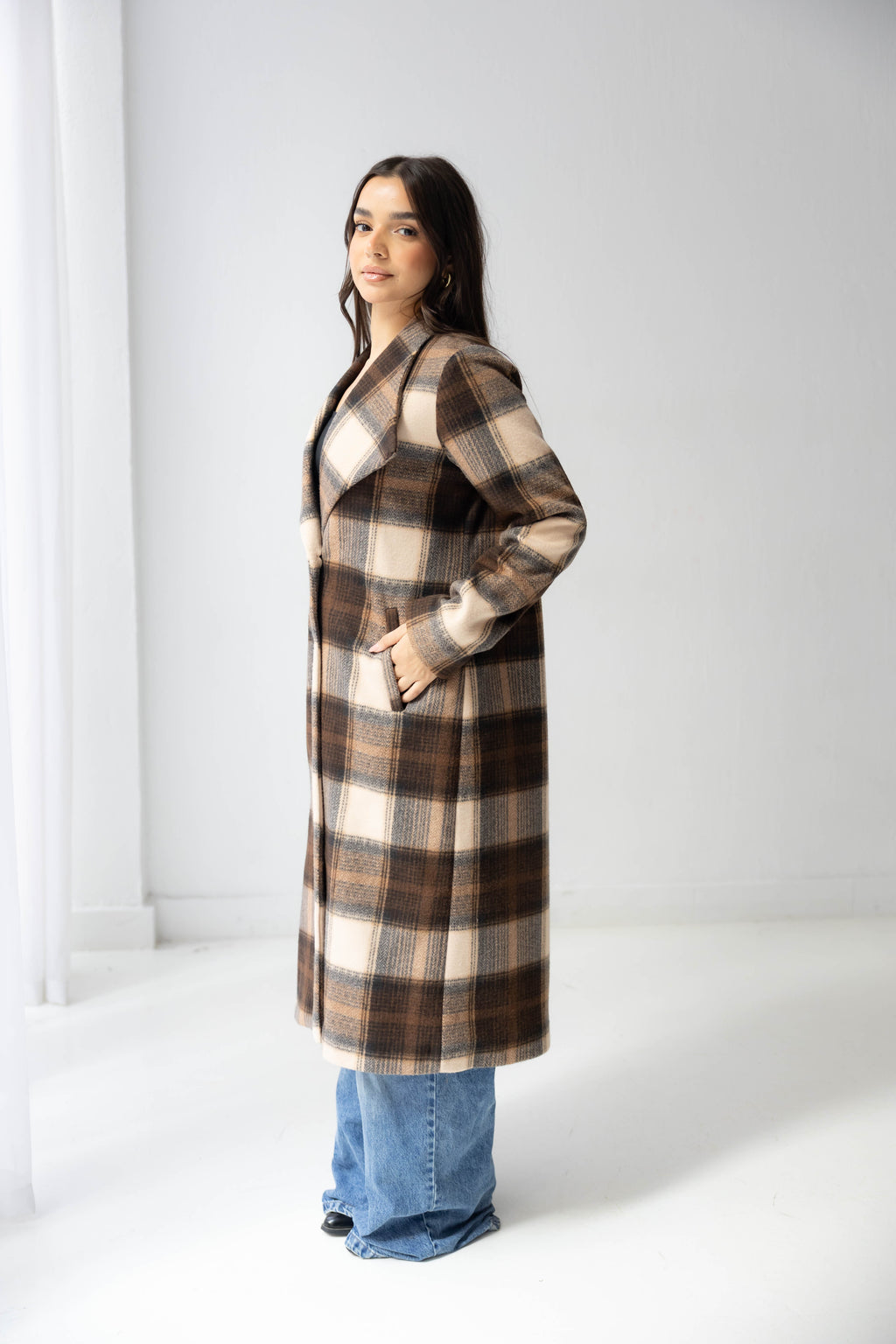 The Hazel Plaid Longline Coat