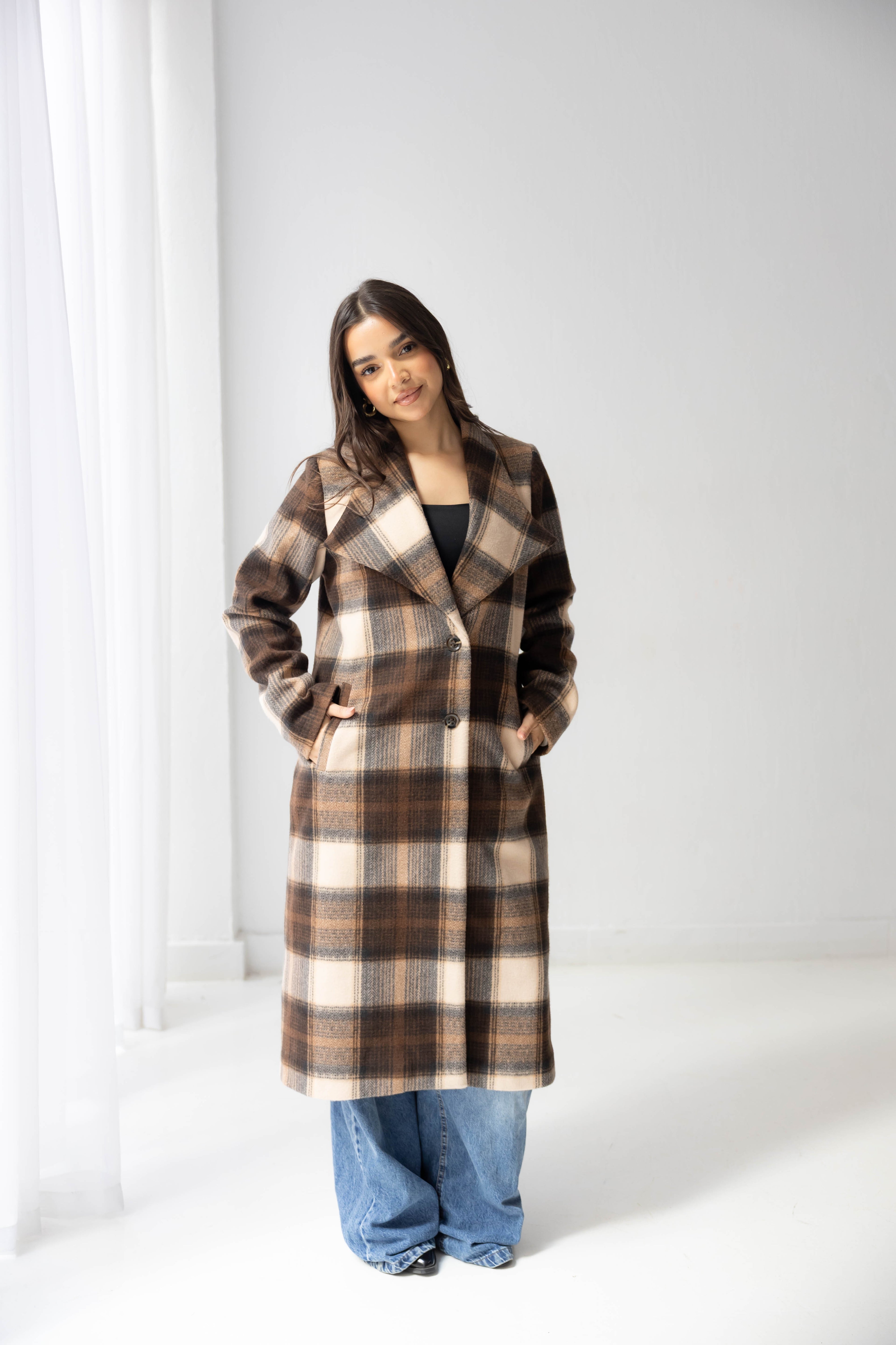 The Hazel Plaid Longline Coat