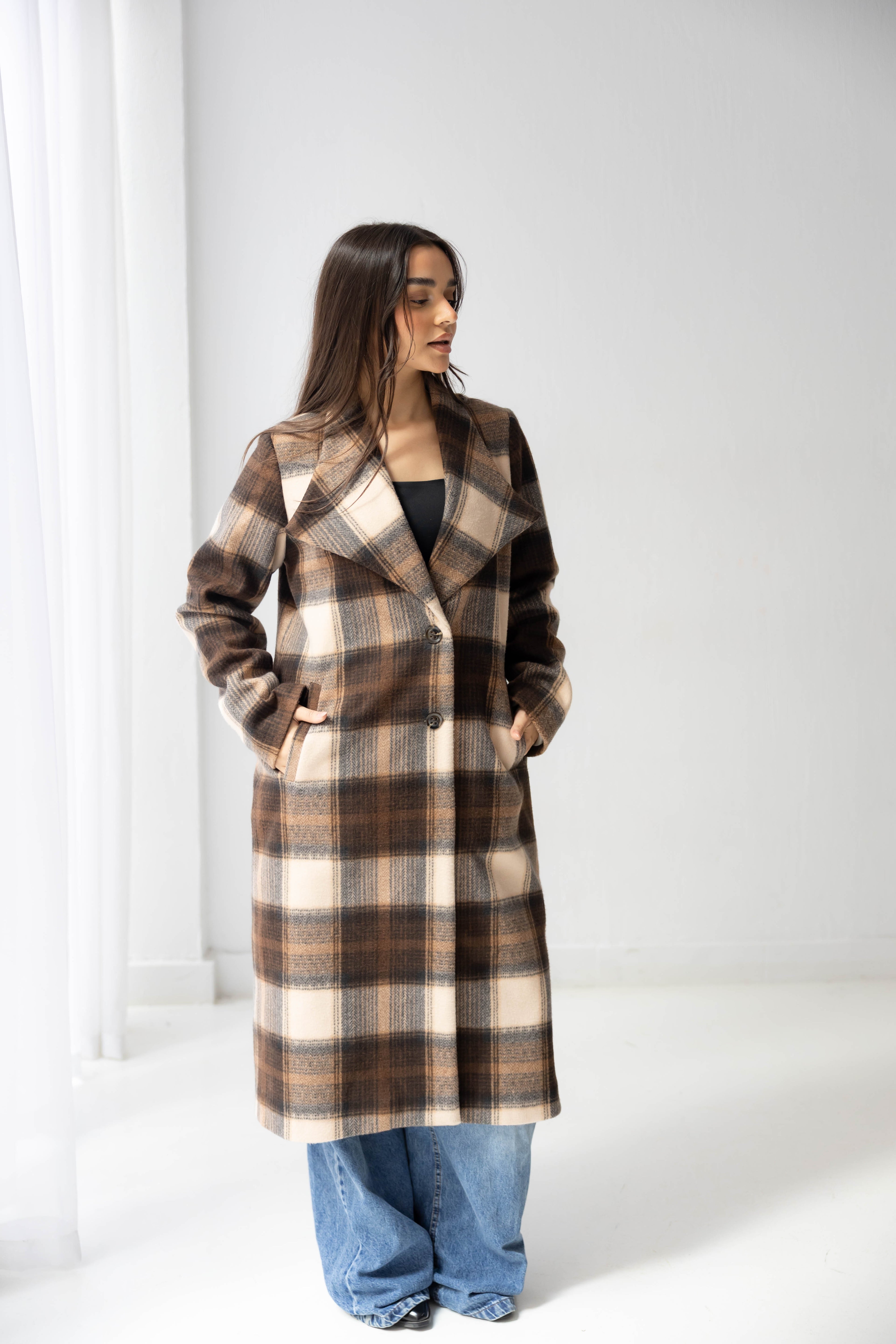 The Hazel Plaid Longline Coat