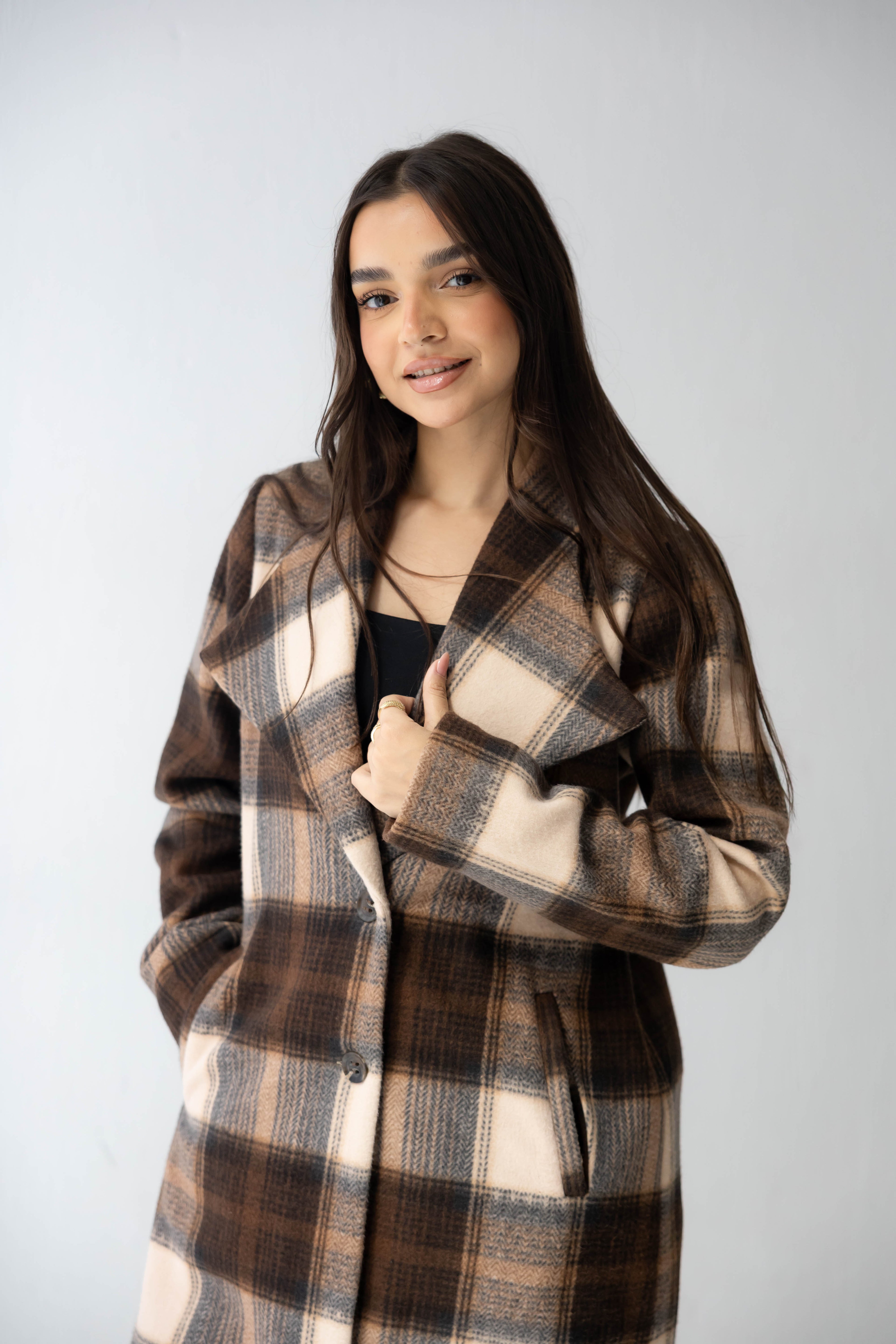 The Hazel Plaid Longline Coat