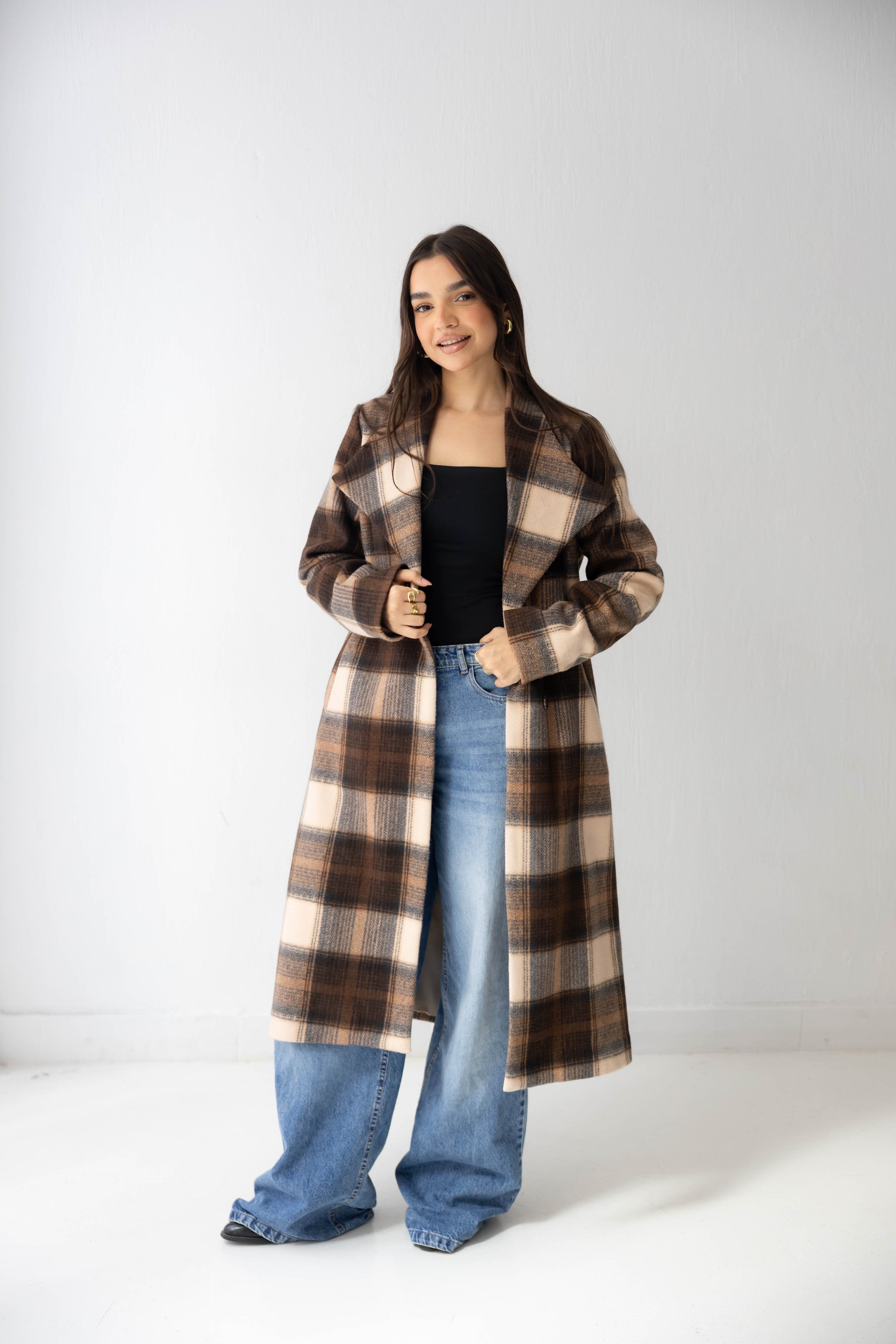 The Hazel Plaid Longline Coat