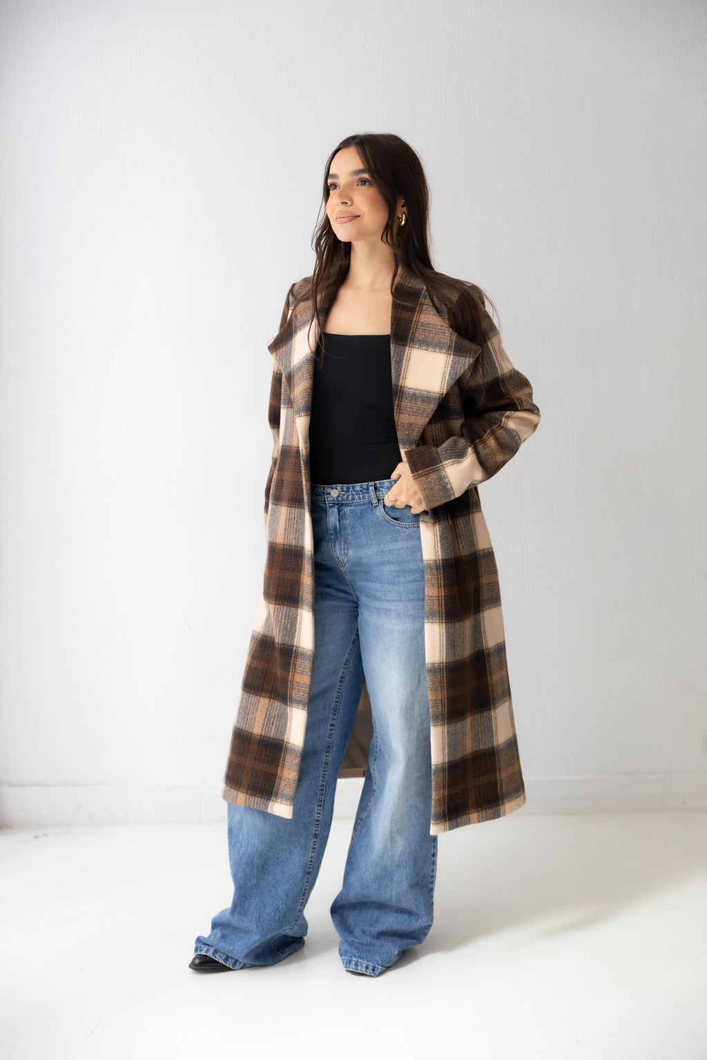 The Hazel Plaid Longline Coat