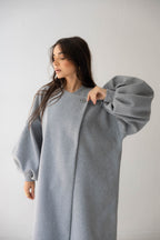 Luna Drape-Front Maxi Coat in grey