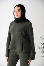 serene Knit Lounge Set in olive