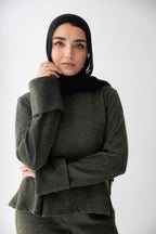 serene Knit Lounge Set in olive