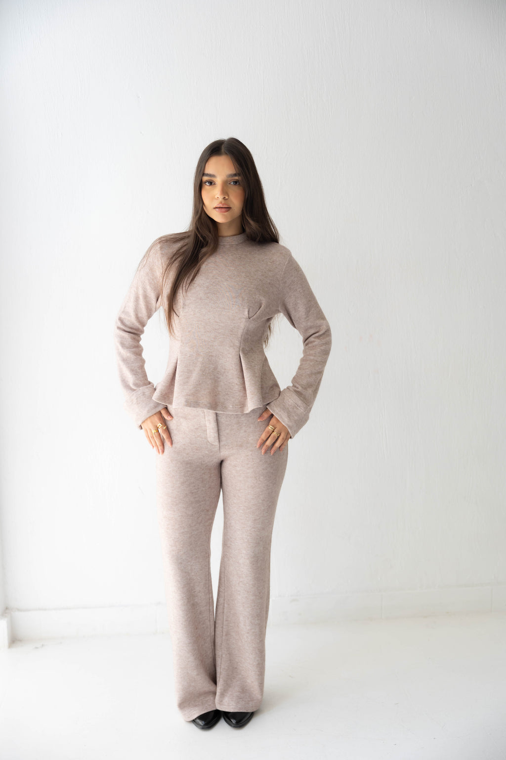 Serene Knit Lounge Set in beige