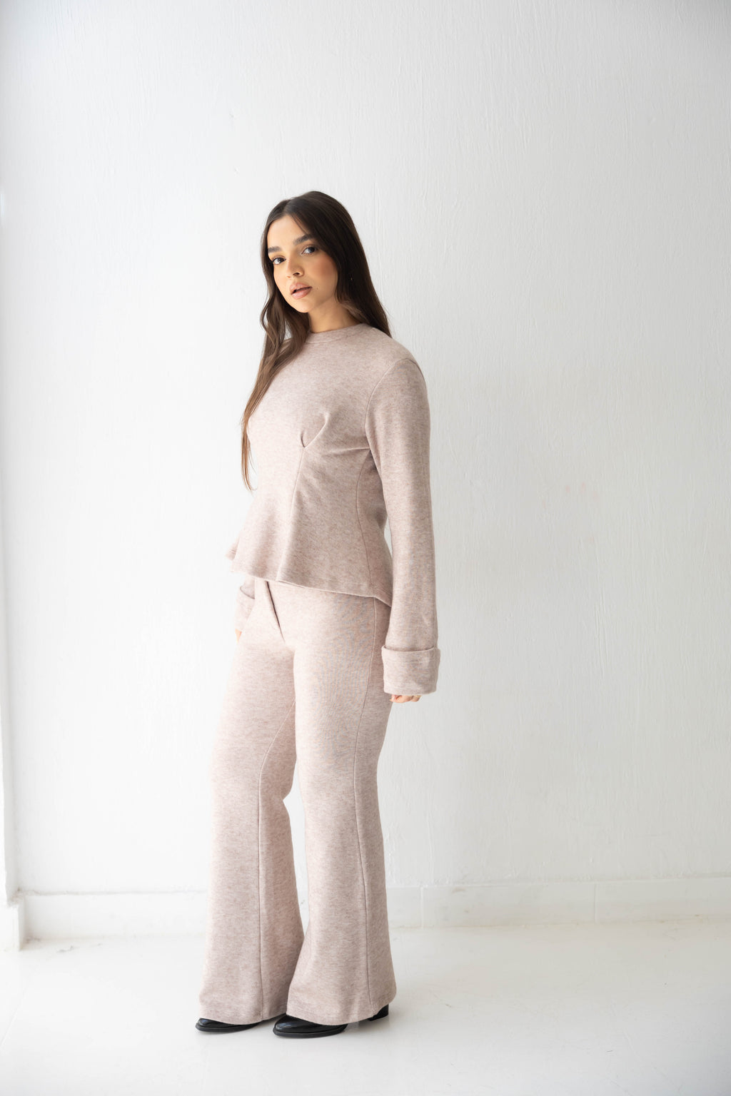 Serene Knit Lounge Set in beige