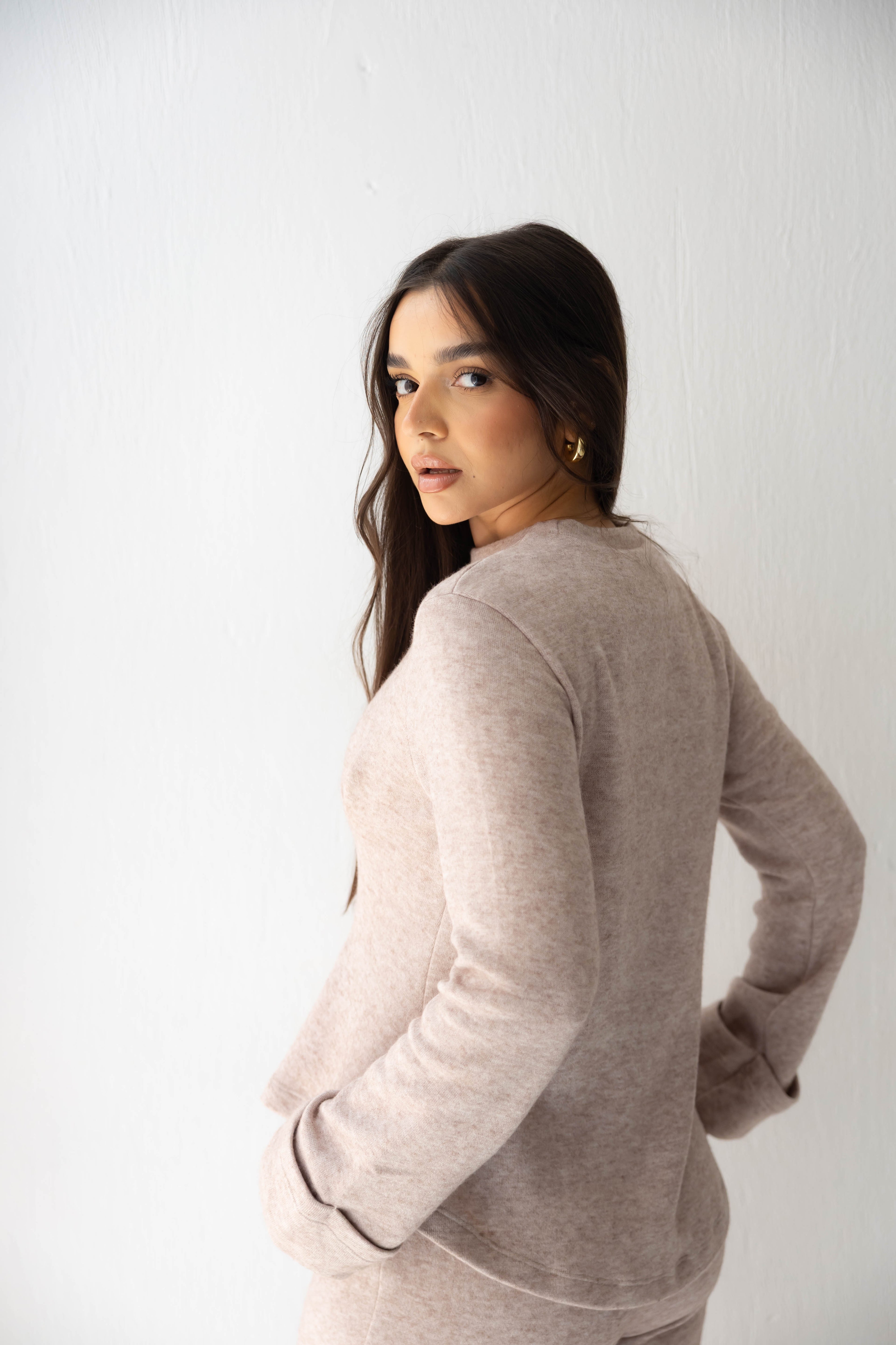 Serene Knit Lounge Set in beige